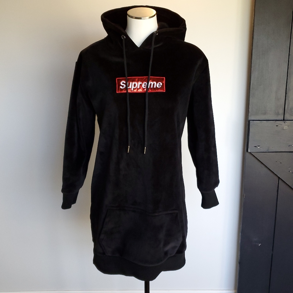 Supreme velvet sweatshirt dress hoodie